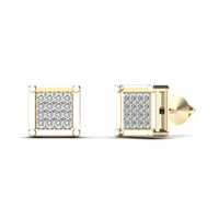 Diamond Square Stud Earrings (14K)