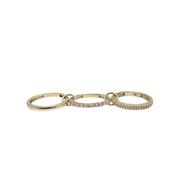 Pink & White Zirconia Connected 3-Piece Stack Ring (14K)