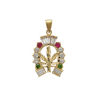 Zirconia Shrine Marihuana-Leaf Pendant (14K)