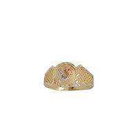 Pink Flower Tricolor Ring (14K)