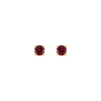 3 mm Round Natural Mozambique Garnet Stud Earrings (14K) front - Popular Jewelry - New York