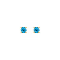 3 mm Round Natural Swiss Blue Topaz Stud Earrings (14K) front - Popular Jewelry - New York