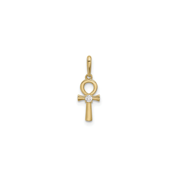 Ankh Cross with Zirconia Stone Pendant (14K) front - Popular Jewelry - New York