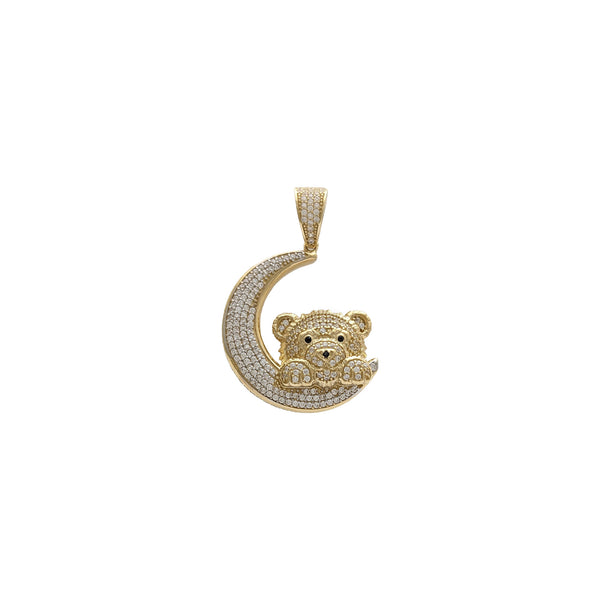 Bear and Crescent Moon CZ Pendant (14K) Popular Jewelry - New York