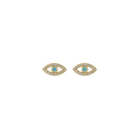 Blue Zircon and White Sapphire Evil Eye Stud Earrings (14K) front - Popular Jewelry- New York