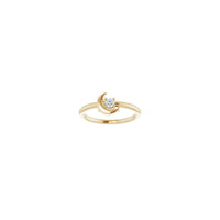 Crescent Moon with Natural Round Diamond Ring (14K) front - Popular Jewelry - New York