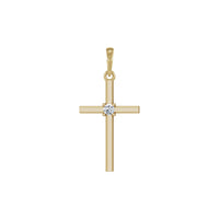 Diamond Center Cross Pendant (14K) front - Popular Jewelry - New York