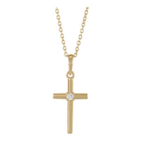 Diamond Center Cross Pendant (14K) preview - Popular Jewelry - New York