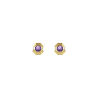 Natural Amethyst Cabochon Octagon Stud Earrings (14K) front - Popular Jewelry - New York