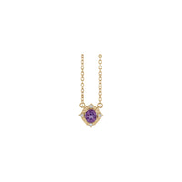 Natural Amethyst and Natural Diamond Accent Halo Necklace (14K) front - Popular Jewelry - New York