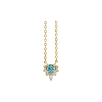 Natural Blue Zircon and Diamond Necklace (14K) front - Popular Jewelry - New York