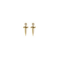 Natural Diamond Dagger Stud Earrings (14K) front - Popular Jewelry - New York