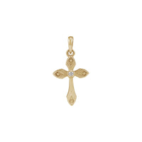 Natural Diamond Grooved Cross Pendant (14K) front - Popular Jewelry - New York
