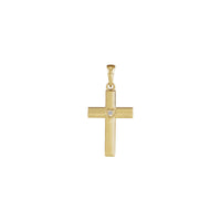 Natural Diamond Hearted Cross Pendant (14K) front - Popular Jewelry - New York