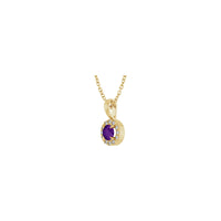 Natural Round Amethyst and Diamond Halo Necklace (14K) diagonal - Popular Jewelry - New York