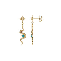 Natural Turquoise and Ruby Cosmic Snake Earrings (14K) main - Popular Jewelry - New York