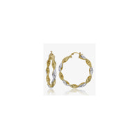 Two-Tone Twisted Diamond-Cut Hoop Earrings (14K) 5x40mm