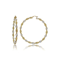 Two-Tone Twisted Diamond-Cut Hoop Earrings (14K) 5x70mm