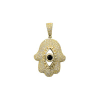 Zirconia Iced-Out Evil Eye Hamsa Hand Pendant (14K)