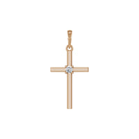 Diamond Center Cross Pendant (Rose 14K) front - Popular Jewelry - New York