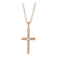 Diamond Center Cross Pendant (Rose 14K) preview - Popular Jewelry - New York