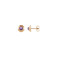 Natural Amethyst Cabochon Octagon Stud Earrings (Rose 14K) main - Popular Jewelry - New York