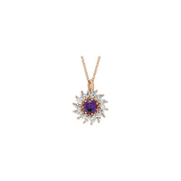 Natural Amethyst and Marquise Diamond Halo Necklace (Rose 14K) front - Popular Jewelry - New York