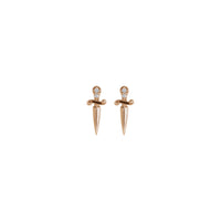 Natural Diamond Dagger Stud Earrings (Rose 14K) front - Popular Jewelry - New York