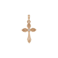 Natural Diamond Grooved Cross Pendant (Rose 14K) front - Popular Jewelry - New York