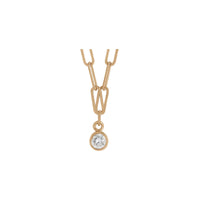 Round Diamond Solitaire Bezel-Set Paperclip Necklace (14K)