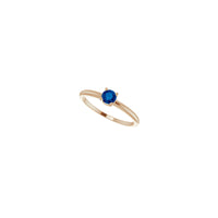 Round Natural Blue Sapphire Solitaire Ring (Rose 14K) diagonal - Popular Jewelry - New York