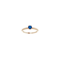 Round Natural Blue Sapphire Solitaire Ring (Rose 14K) front - Popular Jewelry - New York