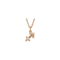 Sagittarius Zodiac Sign Diamond Necklace (Rose 14K) front - Popular Jewelry - New York