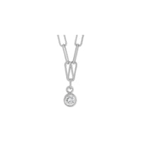 Round Diamond Solitaire Bezel-Set Paperclip Necklace (14K)