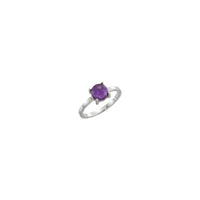 Round Natural Amethyst Cabochon Ring (White14K) main - Popular Jewelry - New York