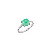 Round Natural Chrysoprase Cabochon Ring (White 14K) Popular Jewelry - New York