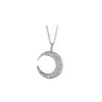 White Diamond Crescent Moon Necklace (14K)