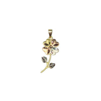 Tri-Color Four Leaf Clover Charm Diamond Cut Pendant (14K)