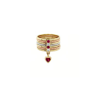 Tricolor Diamond Cut Semanario Ring (14K)