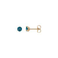 4 mm Round Natural London Blue Topaz Stud Earrings