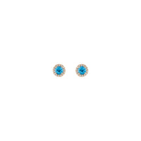 Swiss Blue Topaz Diamond Halo Stud Earrings