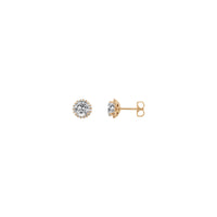 5 mm Round White Diamond Halo Stud Earrings (Rose 14K) main - Popular Jewelry - New York