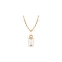 Baguette Diamond Rectangle Bezel Necklace (Rose 14K) front - Popular Jewelry - New York