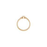 Setting view of a 14k rose gold Bezel-Set Heart Diamond Three Stone Ring