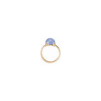 Blue Chalcedony Cabochon Ring (Rose 14K) side - Popular Jewelry - New York