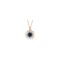 Natural Blue Sapphire and Marquise Diamond Halo Necklace
