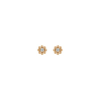 Natural Diamond Petite Flower Beaded Earrings (Rose 14K) front - Popular Jewelry - New York