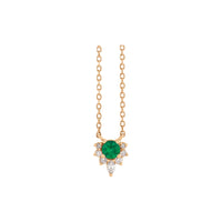 Natural Emerald and Diamond Necklace (Rose 14K) front - Popular Jewelry - New York