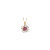 Natural Pink Tourmaline and Marquise Diamond Halo Necklace