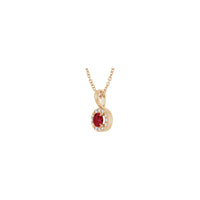 Natural Round Ruby and Diamond Halo Necklace